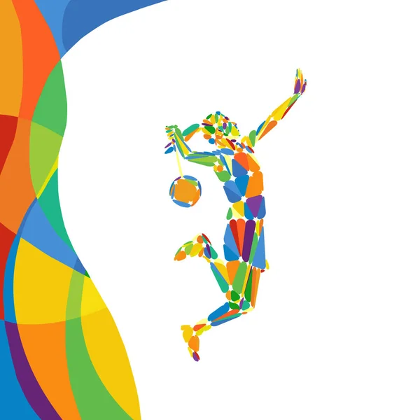 Modello colorato astratto con giocatore femminile Badminton — Vettoriale Stock