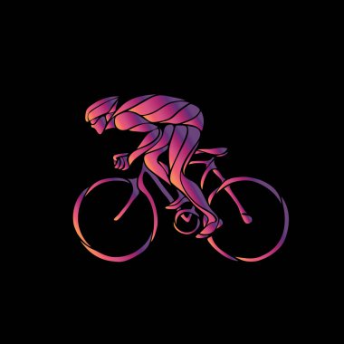 Cyclist in a bike race. Neon vector clipart clipart