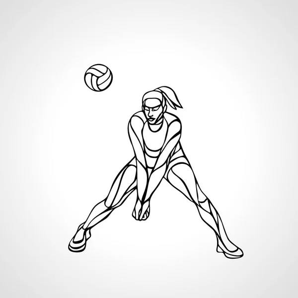 Volleyballerin Silhouette Passing Ball — Stockvektor