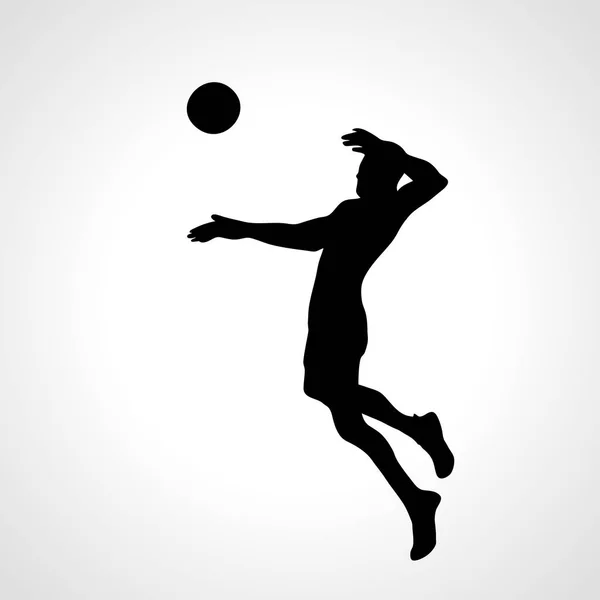 Volleyboll angripare spelare siluett — Stock vektor
