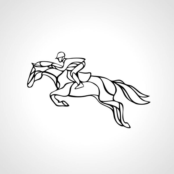 Horse race. Equestrian sport. Silhouette of racing with jockey