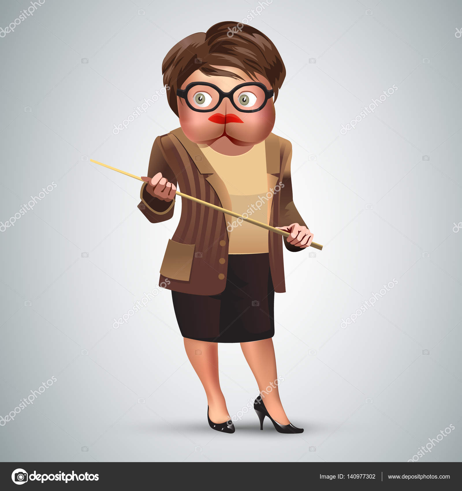 女教師　お尻 お尻のように見える頭のポインターを保持している古い女教師 ストックベクター ©Kluva 140977302