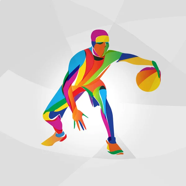 Illustrazione a colori del giocatore di basket, vettore — Vettoriale Stock