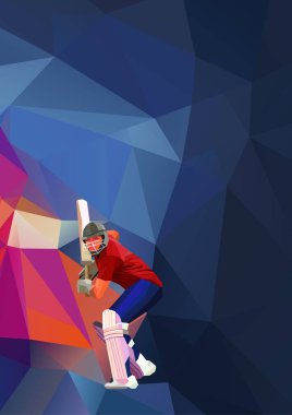 Soyut kriket oyuncusu poligonal düşük Poli illüstrasyon