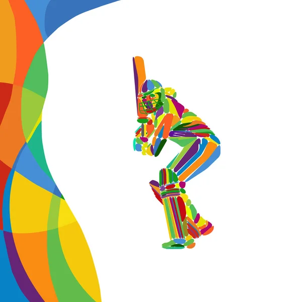 Abstracte cricket speler vectorillustratie kleur — Stockvector