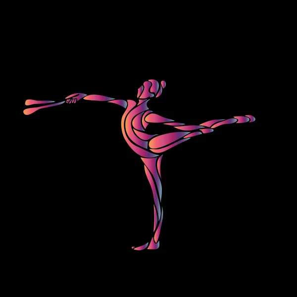 Creatief silhouet van gymnastiek meisje. Kunst gymnastiek flexibel meisje — Stockvector