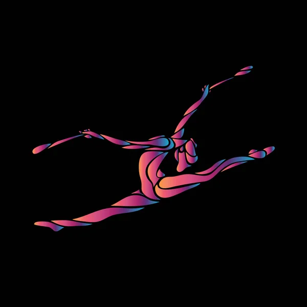 Silhouette créative de fille gymnastique. Art gymnastique fille flexible — Image vectorielle