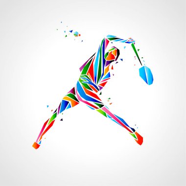 Badminton oyuncu soyut vektör eps çizim