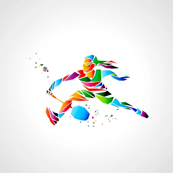 Fille joueur de badminton vecteur abstrait eps illustration — Image vectorielle