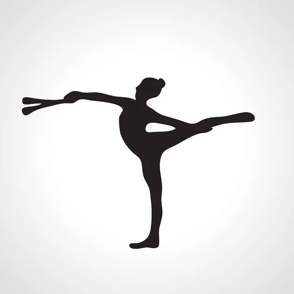 Silhouette of art rhythmic gymnastic girl with clubs — Stock Vector