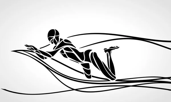 Nadador Breaststroke vector silueta negro — Vector de stock