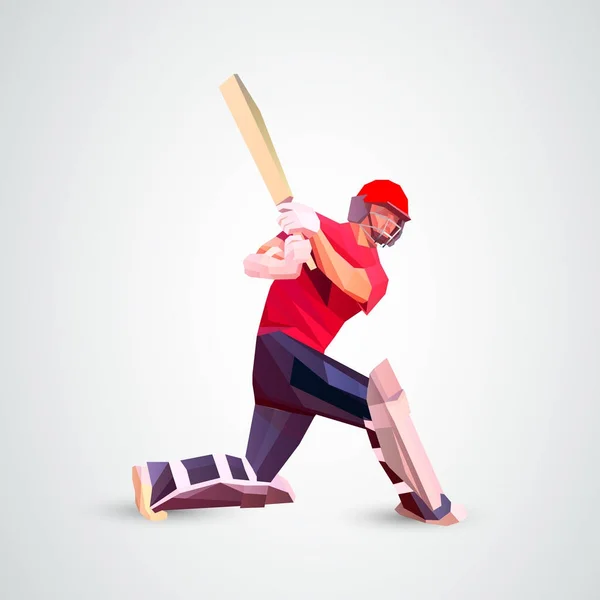 Абстрактная полигональная иллюстрация игрока в крикет — стоковый вектор