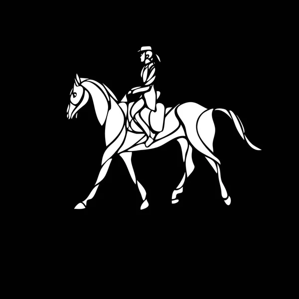 Course de chevaux. Sport équestre. Silhouette de course avec jockey — Image vectorielle