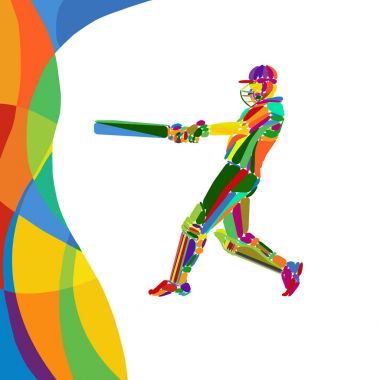 Soyut kriket oyuncusu vektör parlak renkli çizim