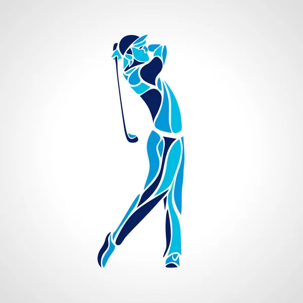 Silhouette of golf player in blue colors. Vector eps10 — Stock Vector