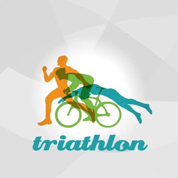 Színes lapos logó triatlon. Vektoros adatok triathletes — Stock Vector