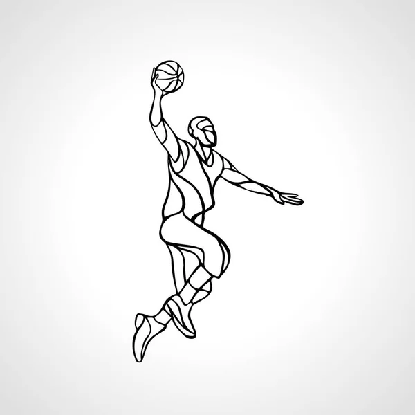 Basketballer. Slam Dunk overzicht silhouet — Stockvector