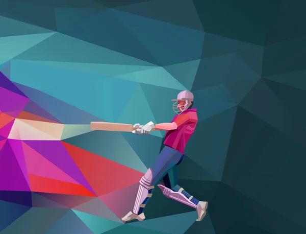Jugador de cricket abstracto poligonal baja poli ilustración —  Fotos de Stock