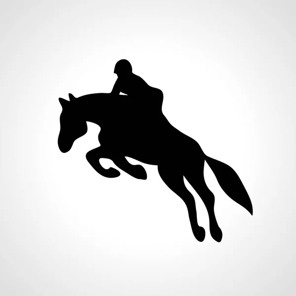 Horse race. Equestrian sport. Silhouette of racing with jockey — Stock Vector