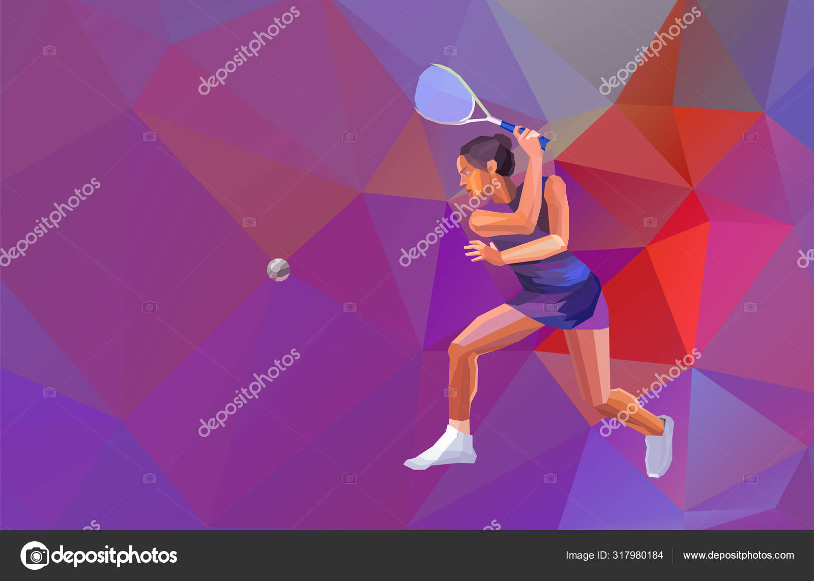 Female Squash Player Polygonal Geometric Vector Illustration Stock