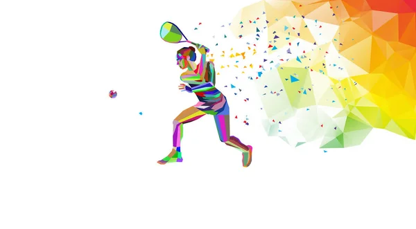 Γυναίκα Squash Player Πολυγωνική γεωμετρική διανυσματική απεικόνιση — Διανυσματικό Αρχείο