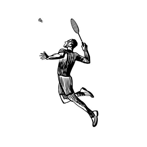 羽毛球运动员的创意素描轮廓。 Vectoe Eps10 — 图库矢量图片