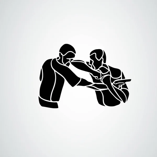 Krav maga silhouetten. Twee abstracte vechters pictogram — Stockvector