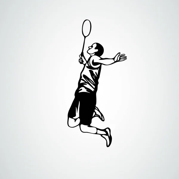 Badminton player in smash action vector illustration eps10 — Stock Vector