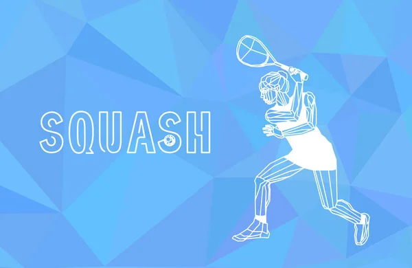 Jugadora de squash femenina Ilustración vectorial geométrica poligonal — Vector de stock