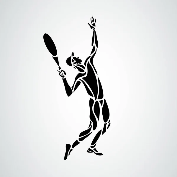 Joueur de tennis, silhouette créative vectorielle noire eps10 — Image vectorielle