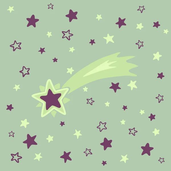 Shooting star background against starry night sky, vector illustration eps10 — Stockový vektor