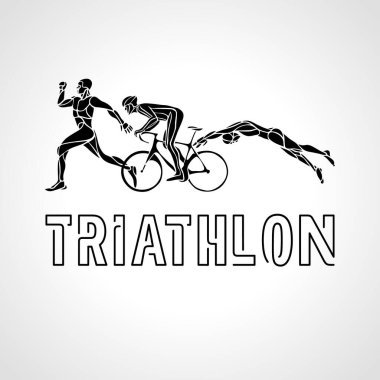 Renk düz logosunun triatlon. Vektör resimler triathletes