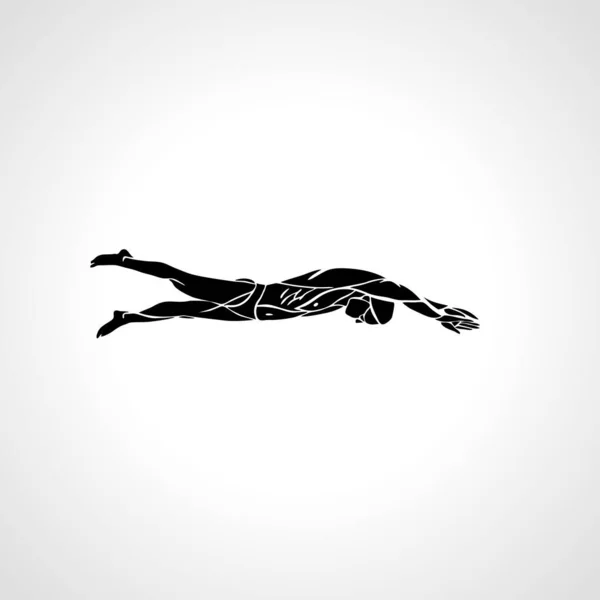 Freestyle Swimmer Silhouette. Sport pro swimming vector — Wektor stockowy