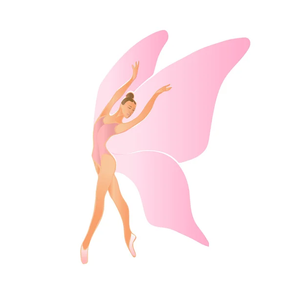 Ballerina Female Dancer with Wings Vector Silhouette eps10 — Stock Vector