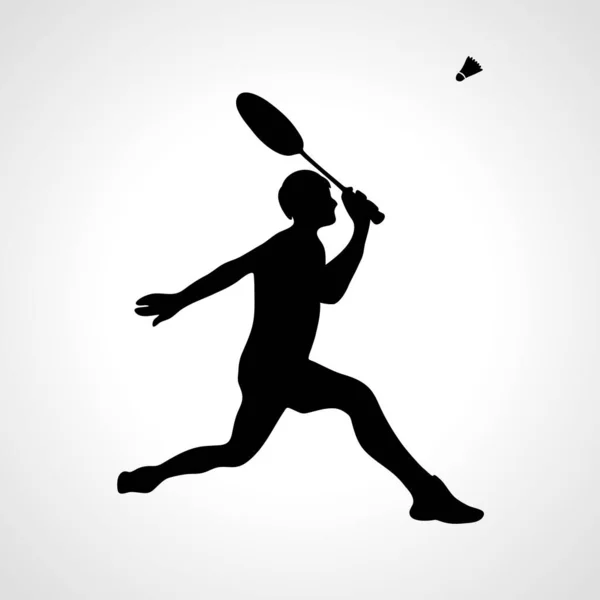 Silhouet van professionele badminton speler vector eps — Stockvector