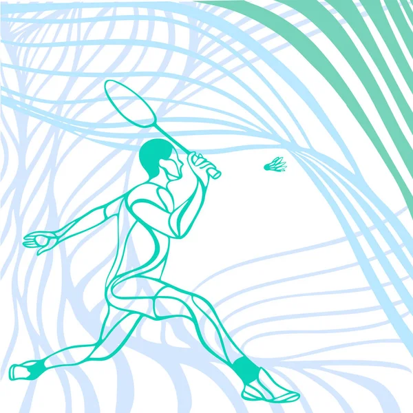 Giocatore astratto di badminton ad onda luminosa. Illustrazione vettoriale — Vettoriale Stock