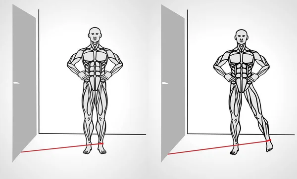 Adduttore per gambe con elastico Esercizio dell'adduttore per gambe — Vettoriale Stock