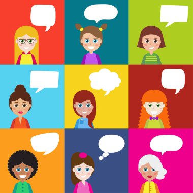 Kızlarla konuşma balonları.