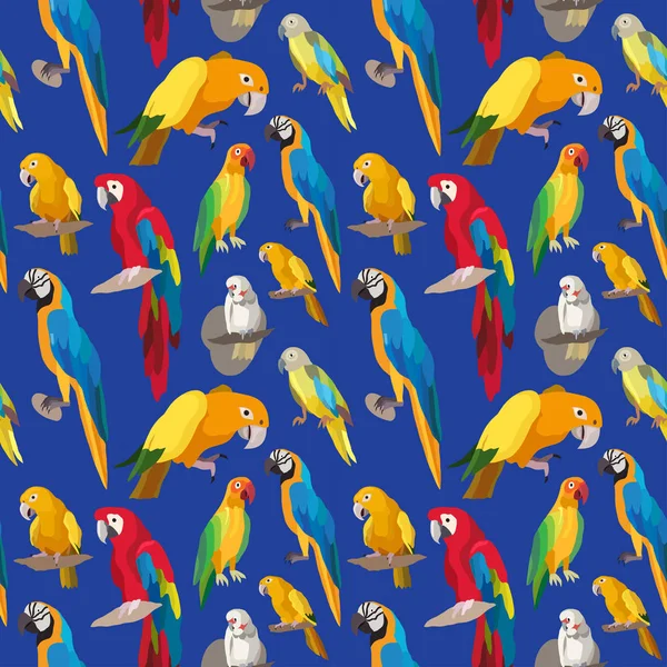 Seamless colorful tropical pattern with parrot bird. — Stock Vector