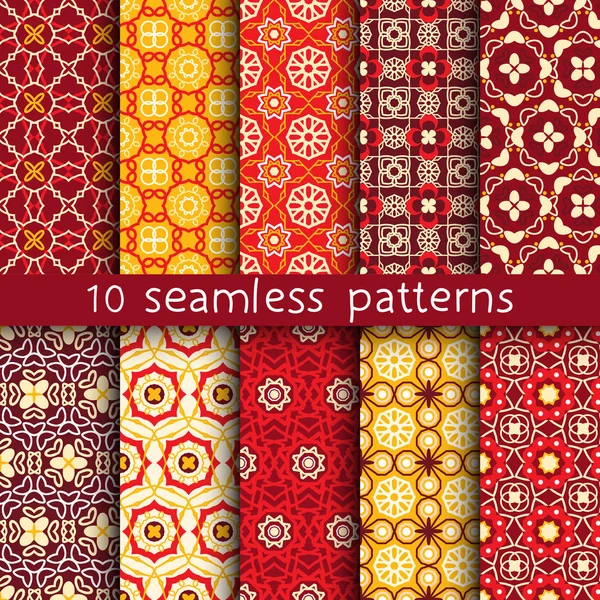 10 vintage patterns for universal background. — Stock Vector