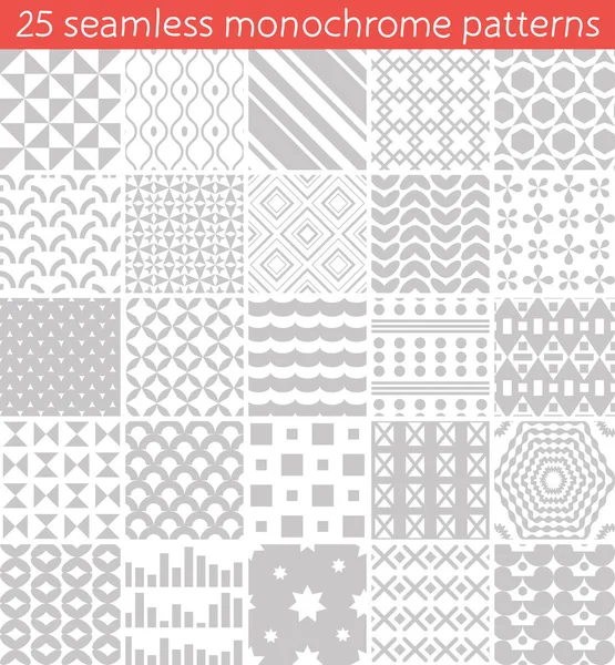 25 patrón monocromo sin costura. Patrón sin costura vectorial . — Archivo Imágenes Vectoriales