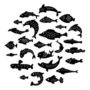 Sevimli balık kümesi.