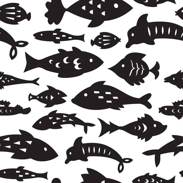 Nahtloses Muster mit Meeresfischen. — Stockvektor