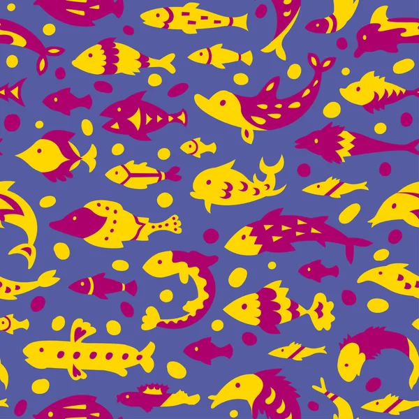 Seamless pattern with sea fishes. — Stock Vector