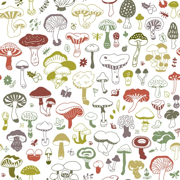 Vector seamless pattern with mushrooms — Stock Vector