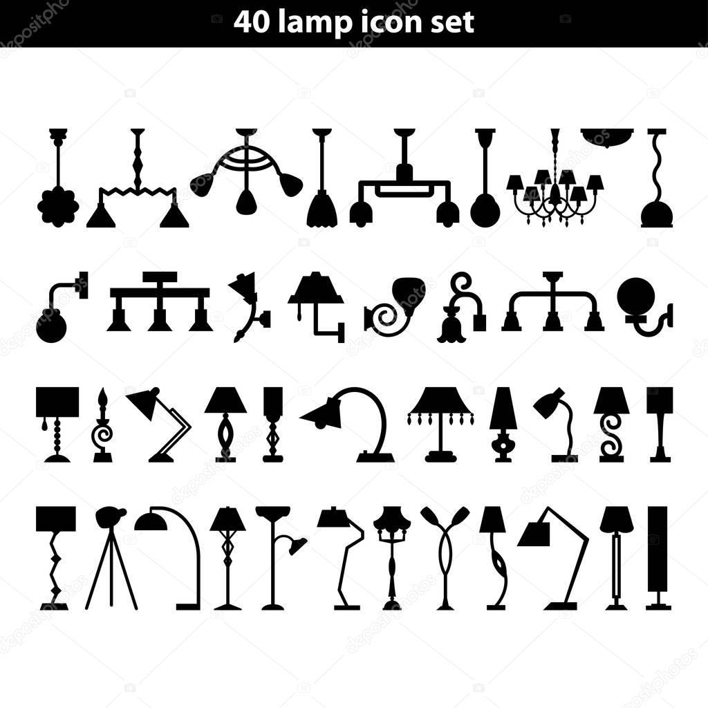 40 lamp icon set. Vector design elements. It can be used as - logo, pictogram, icon, infographic element.