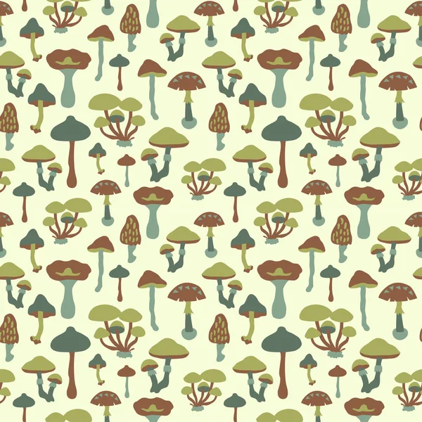 Vector seamless pattern with mushrooms. — Stock Vector