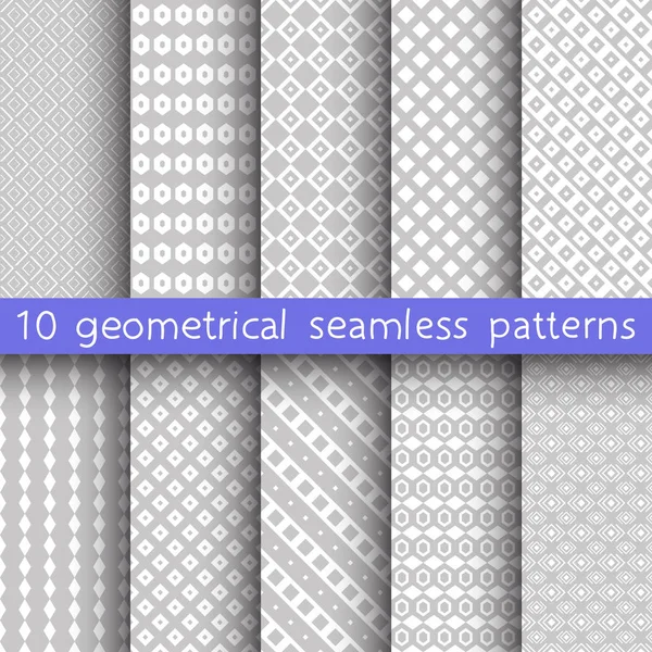 10 padrões geométricos sem costura, amostras padrão, vetor . — Vetor de Stock
