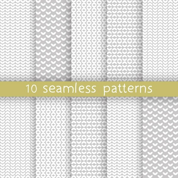10 vektor seamless mönster. — Stock vektor