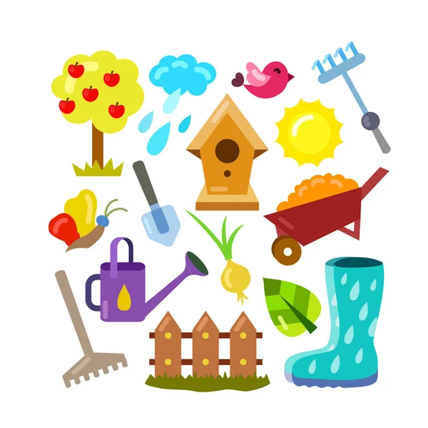 Set of gardening objects. — Stock Vector